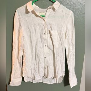 Rag & Bone Women’s White Linen Button Down Long Sleeve White Shirt Size Small